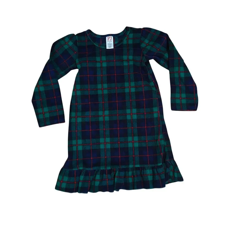 Children’s Place Toddler Matching Family Tartan Plaid Microfleece Nightgown 5T